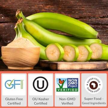 Iya Foods Plantain Flour- All Purpose Wheat Flour Substitute Gluten Free, Grain-Free, Non-GMO & Kosher verified - Made From 100% Unripe Green Plantain, Zero Additives & Preservatives - 2 lb Pack