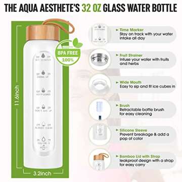 Aqulea 32 Oz BPA Free Glass Water Bottle with Infuser