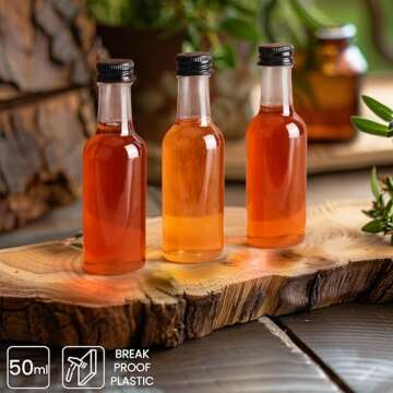 BELLE VOUS Mini Plastic Bottles with Lids (24 Pack) - Empty 1.7oz Shot Bottles - Small Miniature Bot...