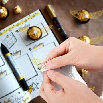 50 PCS Golden Wings Chocolate Decor Wizard Party Chocolate Decoration Hollowed Wings Wafer Cupcake Toppers with Glue Point for Them Party Decor Supplies