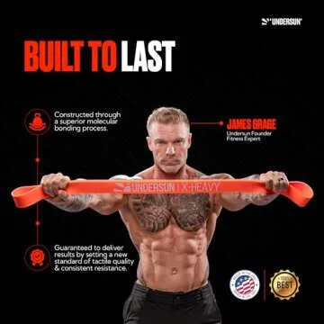 Undersun Resistance Bands for Working Out | 5-Level Heavy Resistance Bands, Door Anchor, Workout Program | Heavy Duty Fitness Resistance Bands | Orange