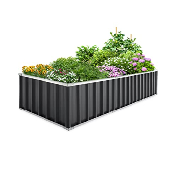 KING BIRD Galvanized Raised Garden Bed with 2 Installation Methods for DIY, 101" x 36" x 18" Heighte...