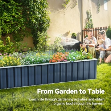 KING BIRD Galvanized Raised Garden Bed with 2 Installation Methods for DIY, 101" x 36" x 18" Heightened Planter Kit Box Outdoor for Deep-Rooted Vegetables, Flowers, Dark Grey