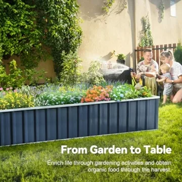 KING BIRD Galvanized Raised Garden Bed with 2 Installation Methods for DIY, 101" x 36" x 18" Heightened Planter Kit Box Outdoor for Deep-Rooted Vegetables, Flowers, Dark Grey