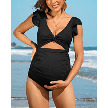 Stylish High Waisted Maternity Swimsuit for Summer Fun