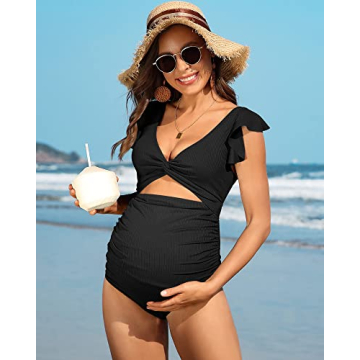 Stylish High Waisted Maternity Swimsuit for Summer Fun