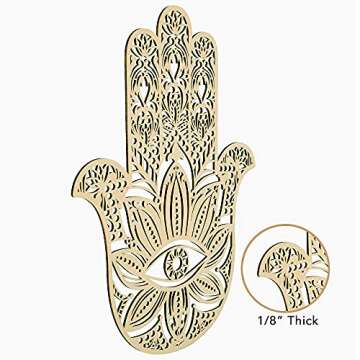 Fourth Level MFG 14" Hamsa, Sacred Geometry Wood Wall Art, Zen Home Decor for Yoga and Meditation, C...