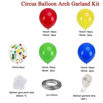 Red Blue Yellow Green Balloon Garland Kit,3 Sizes 18''12''10'Balloon Garland Kit,Latex Balloons for ...