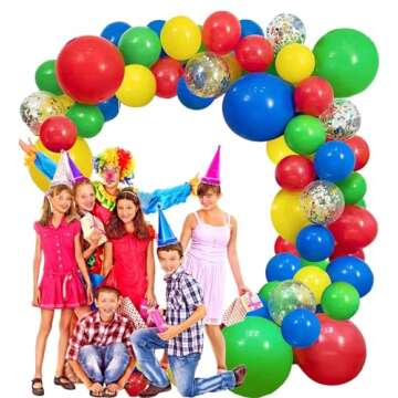 Red Blue Yellow Green Balloon Garland Kit,3 Sizes 18''12''10'Balloon Garland Kit,Latex Balloons for Birthday Carnival Circus Party Decorations