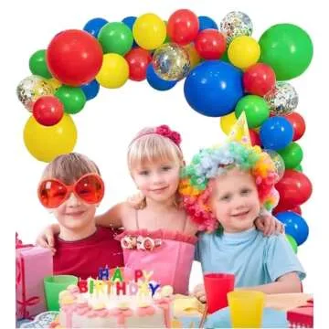 Red Blue Yellow Green Balloon Garland Kit,3 Sizes 18''12''10'Balloon Garland Kit,Latex Balloons for Birthday Carnival Circus Party Decorations