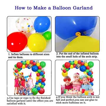 Red Blue Yellow Green Balloon Garland Kit,3 Sizes 18''12''10'Balloon Garland Kit,Latex Balloons for Birthday Carnival Circus Party Decorations