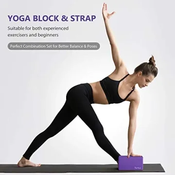 Syntus Yoga Block and Yoga Strap Set, 2 EVA Foam Soft Non-Slip Yoga Blocks 9×6×4 inches, 8FT Metal D-Ring Strap for Yoga, General Fitness, Pilates, Stretching and Toning