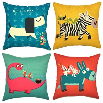 YOUR SMILE Children Series Cute Cartoon Animal Cotton Linen Decorative Throw Pillow Case Cushion Cov...
