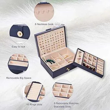 Zumier Jewelry Box Organizer for Women, Earring Organizer Holder with PU Leather for Birthday Christ...