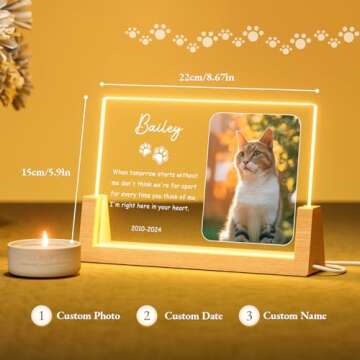 Bemaystar Personalized Pet Memorial Night Light Gift