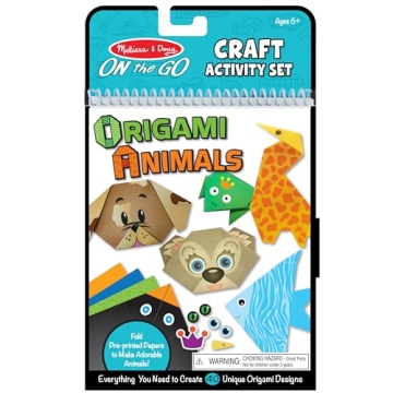 Melissa & Doug On the Go Origami Animals Craft Activity Set - 38 Stickers, 40 Origami Papers - Trave...