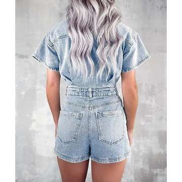 Stylish CRIOEVN Distressed Denim Romper for Women