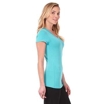 Rekucci Women's Perfectly Soft Basic Fitted Short Sleeve Scoop Neck T Shirt (X-Small, Turquoise)