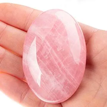 Rose Quartz Palm Stone Crystal Natural Chakra Reiki Polished Healing Love Oval Pocket Worry Stone Cr...