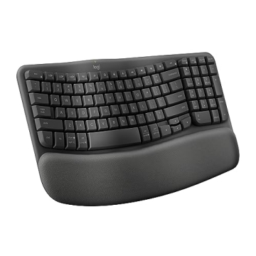Logitech Wave Keys Wireless Ergonomic Keyboard with Cushioned Palm Rest, Comfortable Natural Typing,...