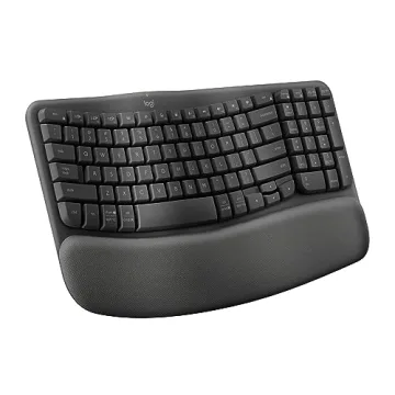 Logitech Wave Keys Wireless Ergonomic Keyboard with Cushioned Palm Rest, Comfortable Natural Typing,...