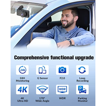 4K UHD Dash Camera with Night Vision and 32GB Card