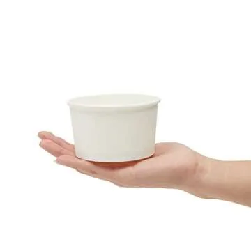 Juvale 100 Pack Disposable Paper Ice Cream Cups, Dessert Bowls for Sundae Bar, Frozen Yogurt (White, 8 oz)