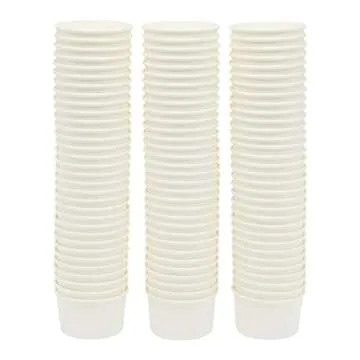 Juvale 100 Pack Disposable Paper Ice Cream Cups, Dessert Bowls for Sundae Bar, Frozen Yogurt (White, 8 oz)