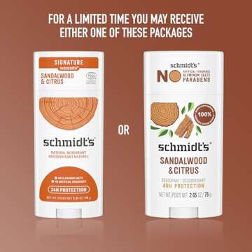 Schmidt's Aluminum-Free Vegan Deodorant Sandalwood & Citrus for Women and Men, with 24 Hour Odor Protection, Natural Ingredients, Cruelty-Free, 2.65 oz