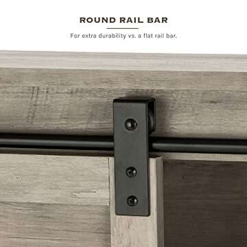 Landia Home Over the Toilet Storage Organizer, Shelving for Bathroom Organization with a Smooth Gliding Rounded Rail Barn Door for Quick and Easy Cabinet Access, Modern Farmhouse Design Themed Storage