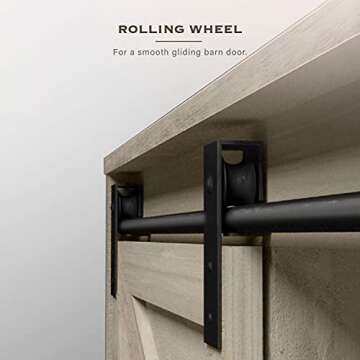 Landia Home Over the Toilet Storage Organizer, Shelving for Bathroom Organization with a Smooth Gliding Rounded Rail Barn Door for Quick and Easy Cabinet Access, Modern Farmhouse Design Themed Storage