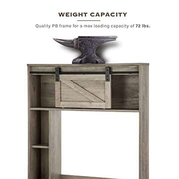 Landia Home Over the Toilet Storage Organizer, Shelving for Bathroom Organization with a Smooth Gliding Rounded Rail Barn Door for Quick and Easy Cabinet Access, Modern Farmhouse Design Themed Storage