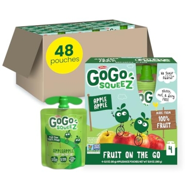 GoGo squeeZ Applesauce and Fruit Puree, Apple Apple, 3.2 oz (Pack of 48), Unsweetened Fruit Snacks f...