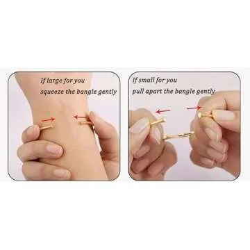 LS Artisan - Gold Bamboo Bangle Bracelet - Gold Plated Non-Fading Adjustable Gold Bamboo Bangle Bracelet for Women and Teens - Jewelry Gift