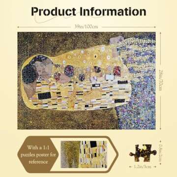 Misitu Jigsaw Puzzle 2000 Pieces for Adults - The Kiss - Challenging Family Game Home Decoration