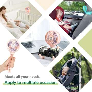 snawowo Mini Baby Stroller Fan, Handheld Personal Portable Clip On Fan with Flexible Tripod for Stro...