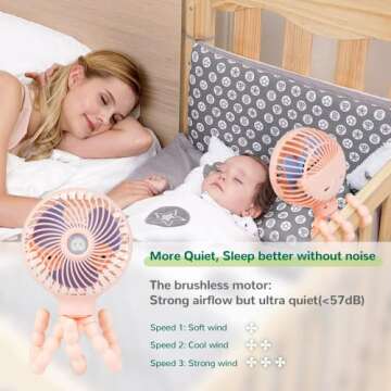 snawowo Mini Baby Stroller Fan, Handheld Personal Portable Clip On Fan with Flexible Tripod for Stroller Bike Desk Treadmill Crib Car Seat Outdoor Camping, USB or Battery Powered (Pink)