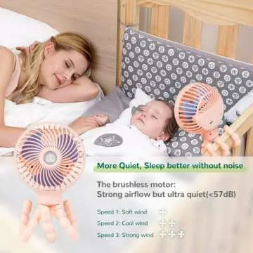 snawowo Mini Baby Stroller Fan, Handheld Personal Portable Clip On Fan with Flexible Tripod for Stroller Bike Desk Treadmill Crib Car Seat Outdoor Camping, USB or Battery Powered (Pink)