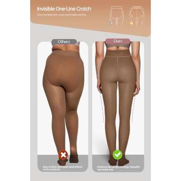 Vertvie Women's Fleece Lined Tights Sheer Fake Translucent One Seam Warm Pantyhose Thick High Waiste...