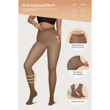 Vertvie Women's Fleece Lined Tights Sheer Fake Translucent One Seam Warm Pantyhose Thick High Waisted Thermal Leggings Winter(Coffee Sheer-Skin Fleece,220g-Thick Fleece,Small-Medium Plus)