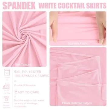 JALANCY 4 Packs 32 x 43 Inch Spandex Round Cocktail Table Skirts Spandex Cocktail Table Covers with Wavy Drapes Stretch Cocktail Tablecloth Fitted High Top Tables for Wedding Bar Party Banquet (Pink)