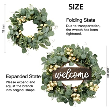 20in Sggvecsy Eucalyptus Wreath for Home Decor