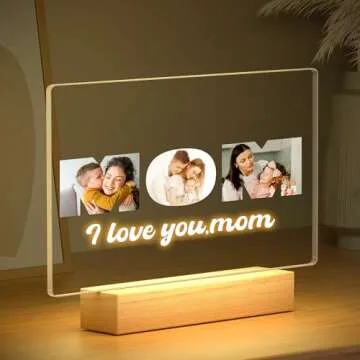 KoxSmar Personalized Mothers Day Gifts for Mom from Daughter & Son, Custom Mom Picture Frame with Photos, Personalized Photo Frame with Night Light, Personalized Mom Birthday Gifts