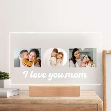 KoxSmar Personalized Mothers Day Gifts for Mom from Daughter & Son, Custom Mom Picture Frame with Photos, Personalized Photo Frame with Night Light, Personalized Mom Birthday Gifts