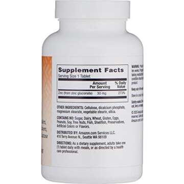 Amazon Brand - Solimo Zinc 30mg, Unflavored, 300 Tablets, Ten Month Supply