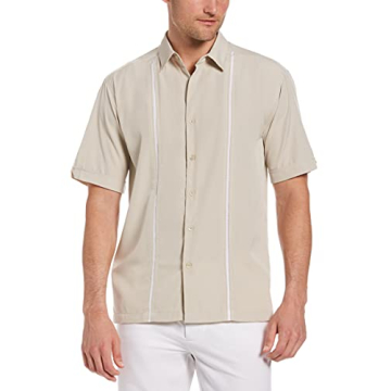 Cubavera Men's Cubavera Paneled Short Sleeve Shirt For Men, Classic Fit, Wrinkle Resistant, Casual B...