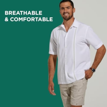 Cubavera Mens Paneled Short Sleeve Casual Shirt