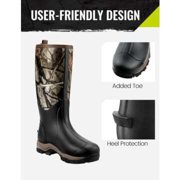 TIDEWE Hunting Boot for Men, Insulated Waterproof Sturdy 16" Men's Hunting Boot, 6mm Neoprene and Rubber Outdoor Boot Next Camo G2 US Size 8