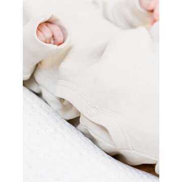 Colored Organics Baby Organic Cotton Knotted Gown - Infant Kimono Gown with Mitten Cuffs - Natural Beige - NB