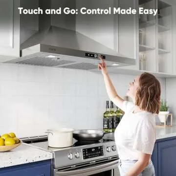 VIKIO HOME Wall Mount Range Hood 30 inch, 580 CFM, Ducted/Ductless Convertible, Stainless Steel Kitchen Vent Hood with 3-Speed Fan and LED Lights